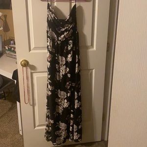 WNS SZ L STRAPLESS DRESS NWT BLACK FLORAL